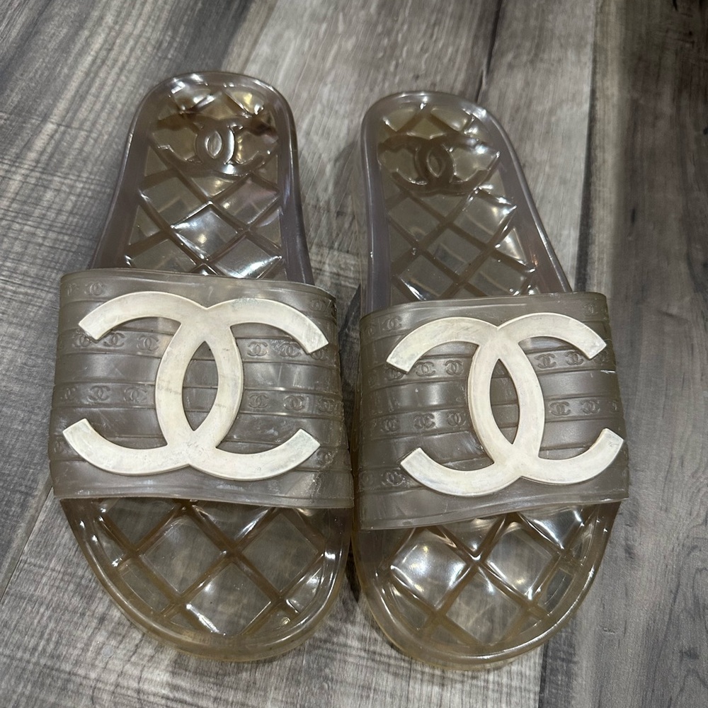 CHANEL Women's Clear Slide Sandals